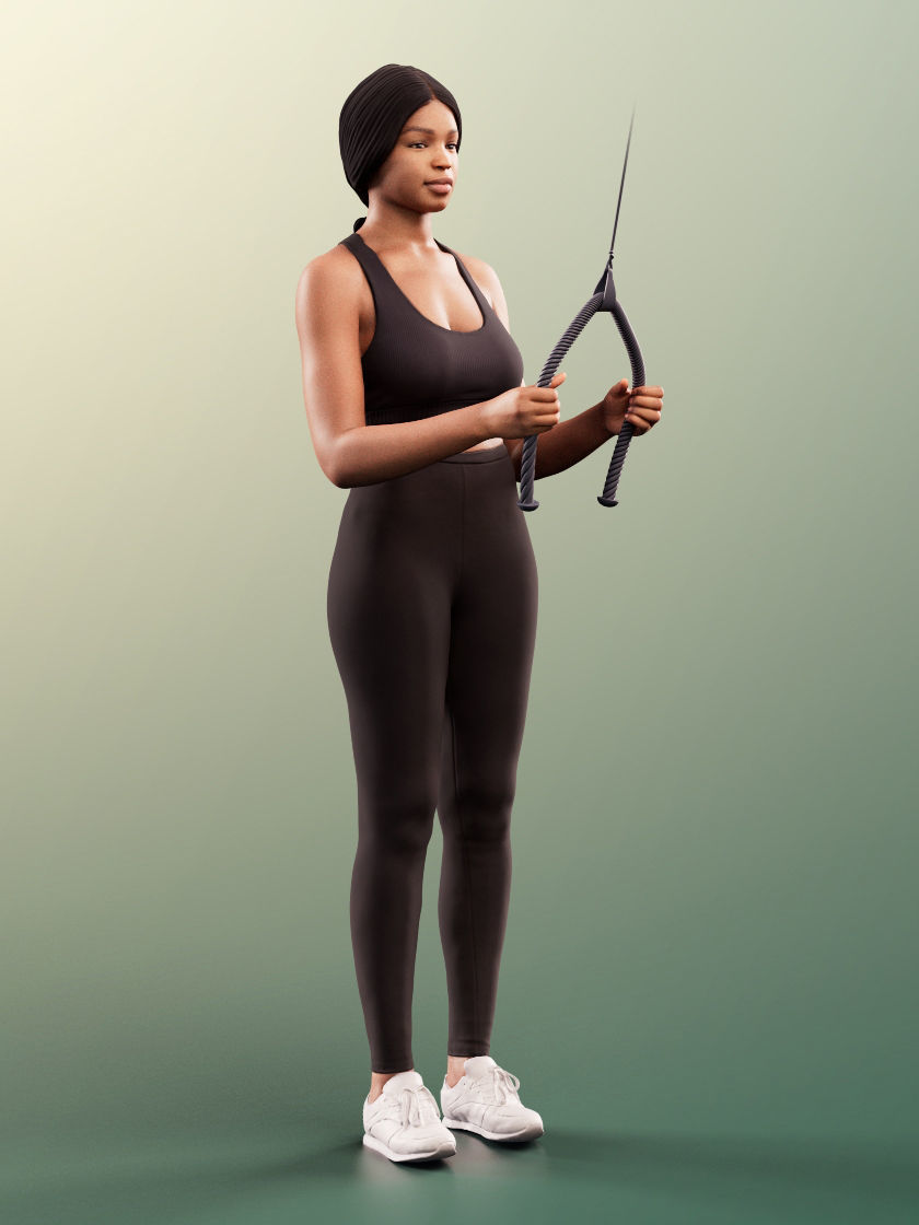 Micaela 11406 - 4 Texturevariations - Black Woman Sporty Outfit 3D model_4