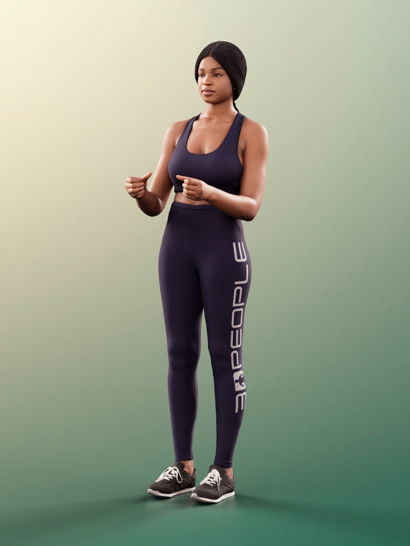 Micaela 11406 - 4 Texturevariations - Black Woman Sporty Outfit 3D model_9