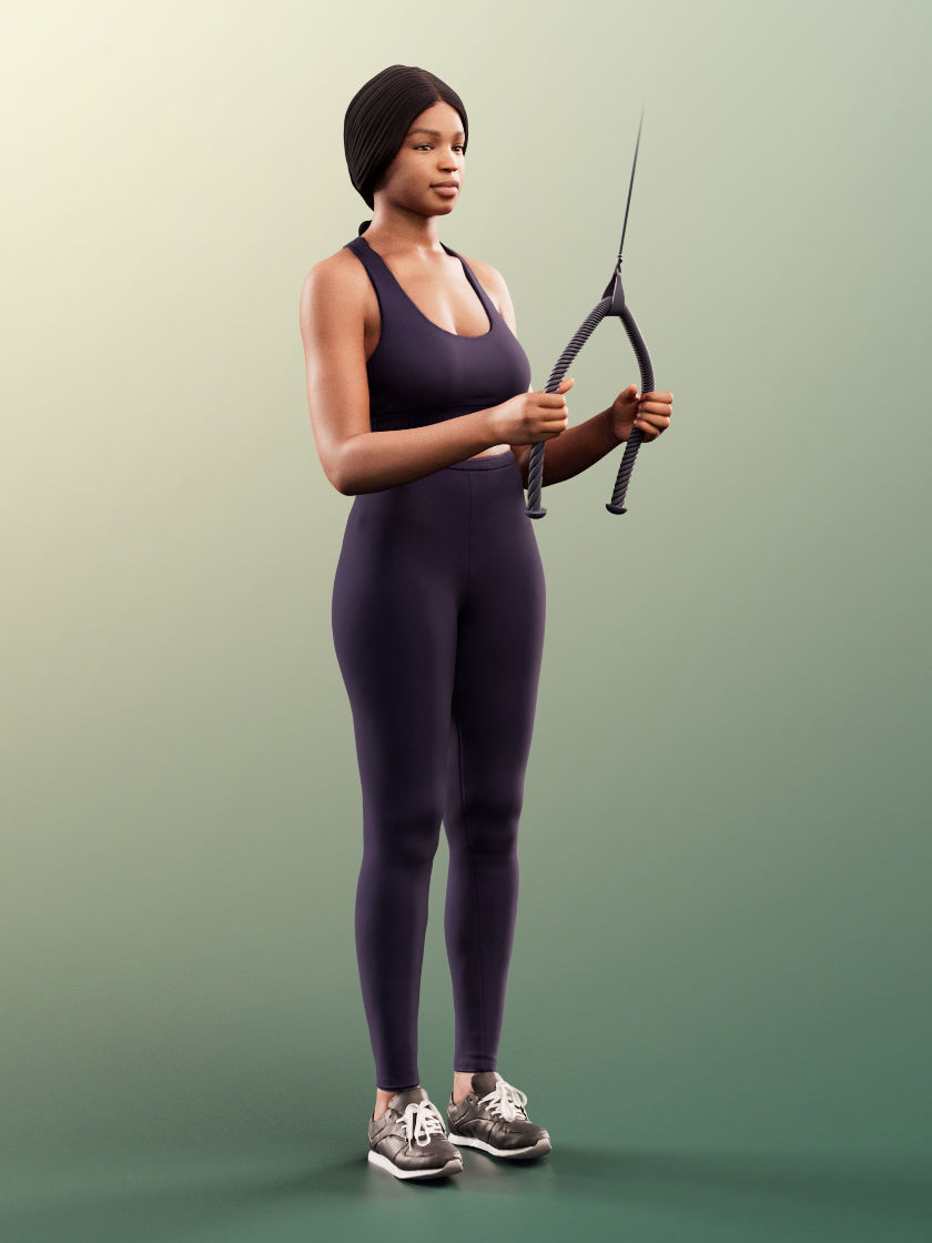 Micaela 11406 - 4 Texturevariations - Black Woman Sporty Outfit 3D model_10