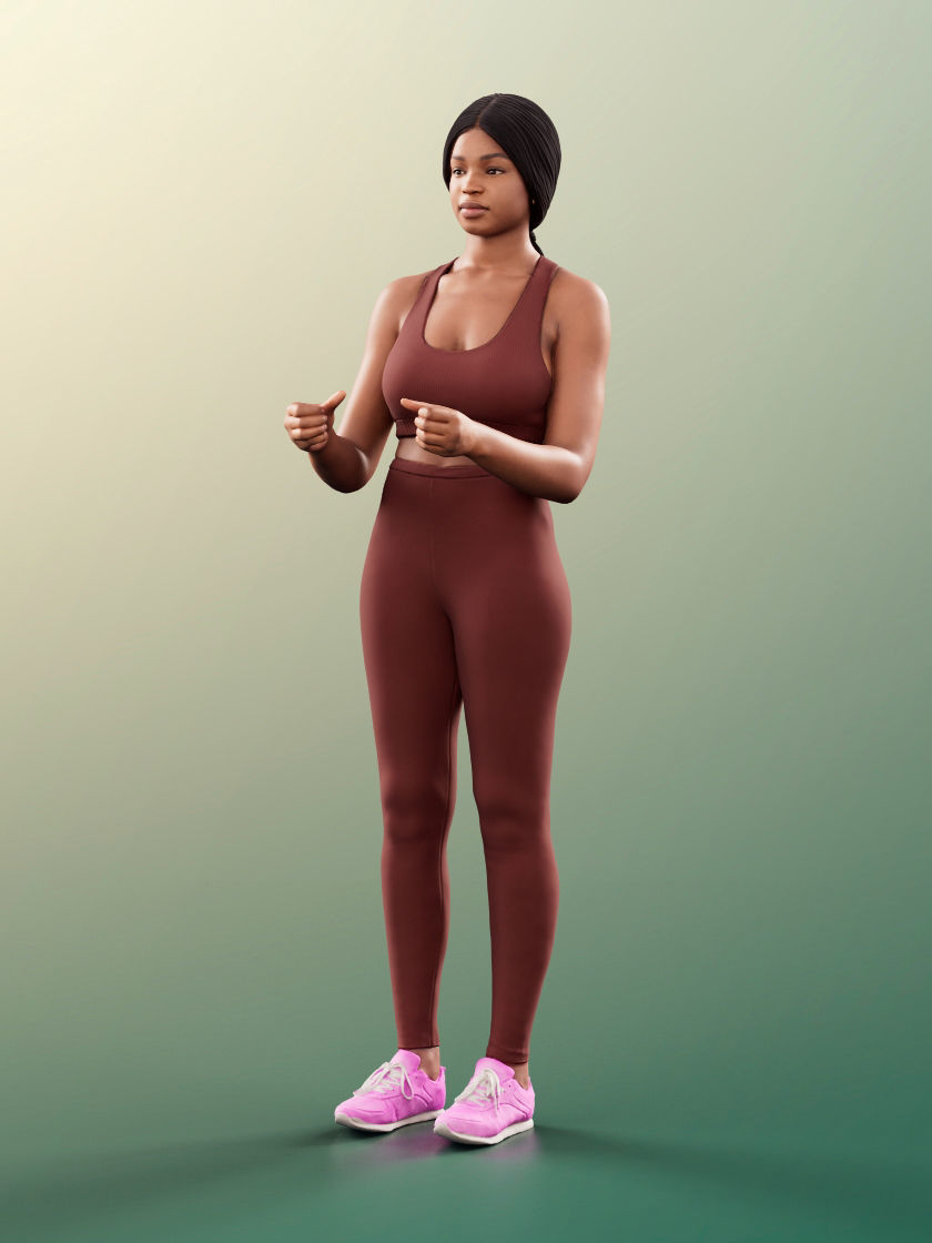 Micaela 11406 - 4 Texturevariations - Black Woman Sporty Outfit 3D model_7