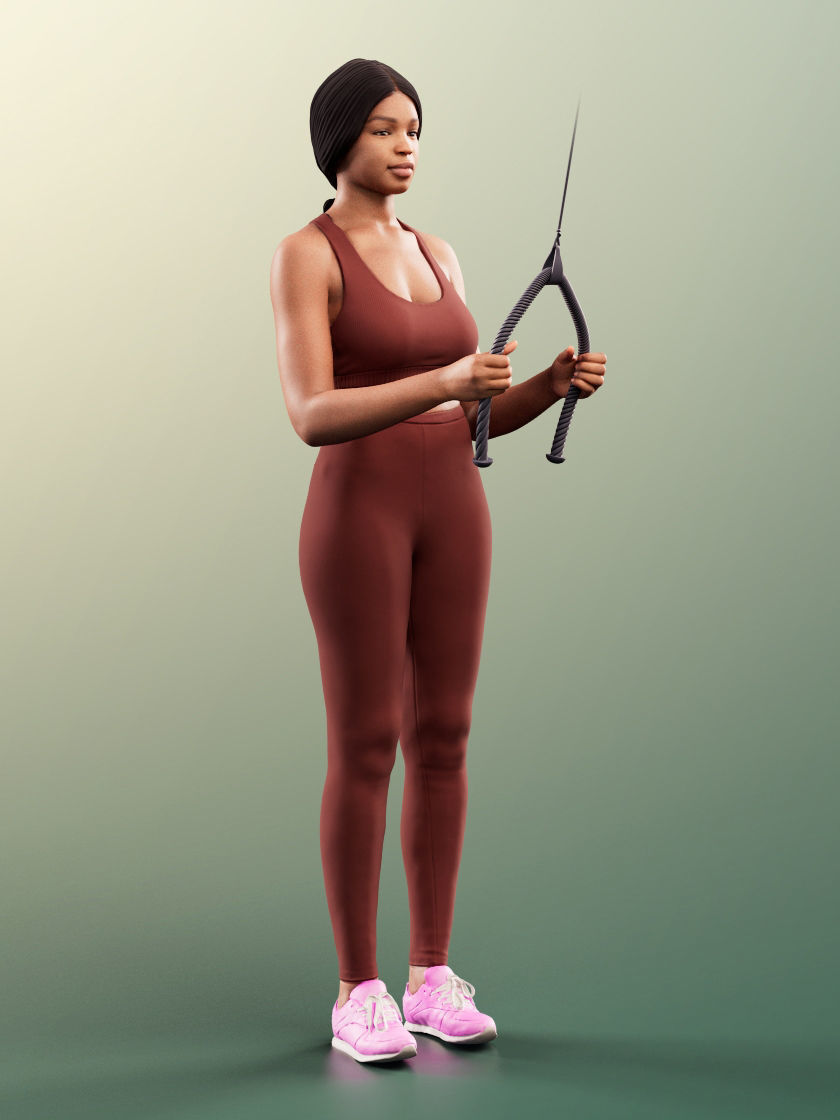 Micaela 11406 - 4 Texturevariations - Black Woman Sporty Outfit 3D model_8