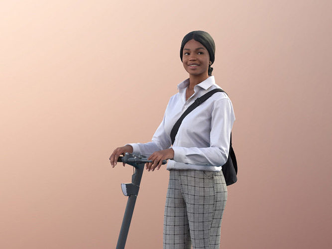 Micaela 11410 - Black Woman Casual With Bag On Scooter 3D model