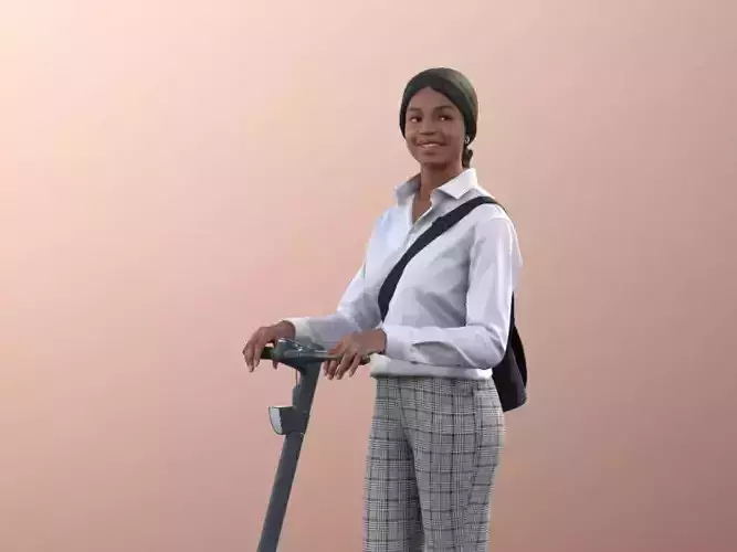Micaela 11410 - Black Woman Casual With Bag On Scooter 3D model