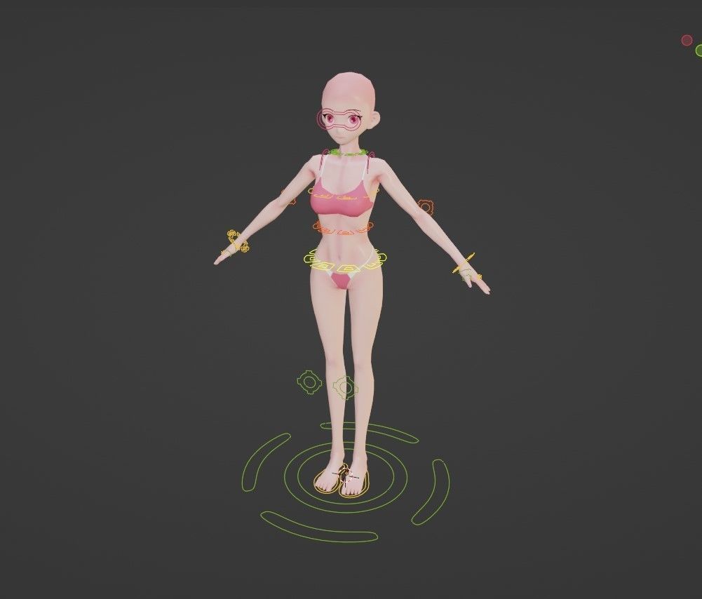 Anime girl base mesh Low-poly 3D model_9