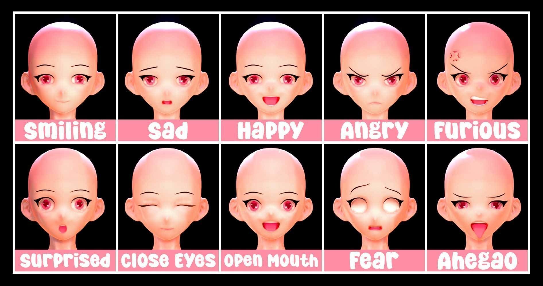 Anime girl base mesh Low-poly 3D model_3