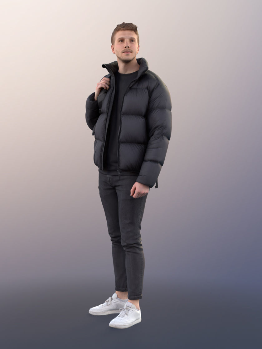 Jimmy 11418 - Man Standing Warm Winter Jacket And Bag 3D model_2