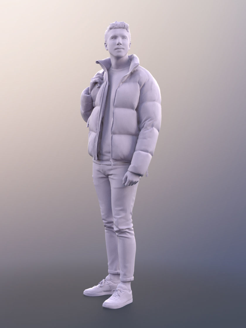 Jimmy 11418 - Man Standing Warm Winter Jacket And Bag 3D model_4