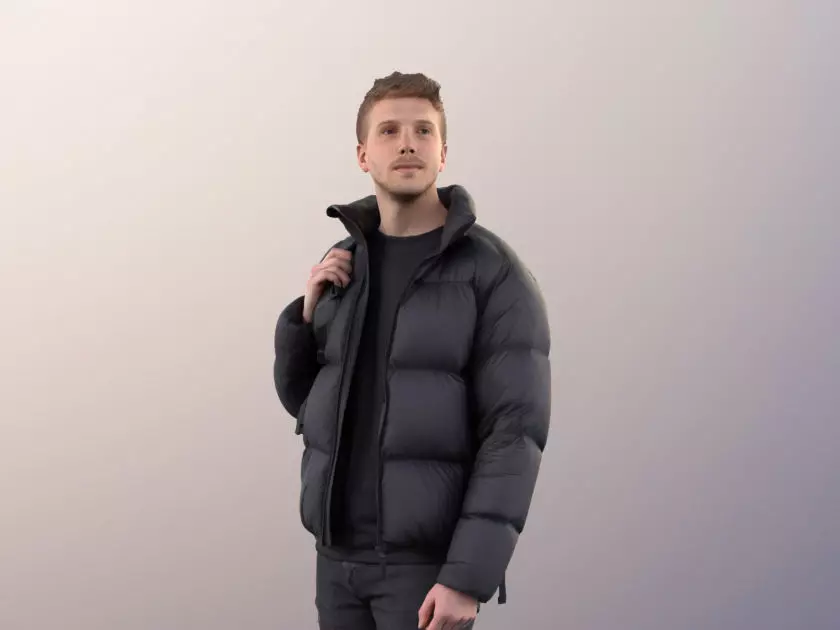 Jimmy 11418 - Man Standing Warm Winter Jacket And Bag 3D model_0
