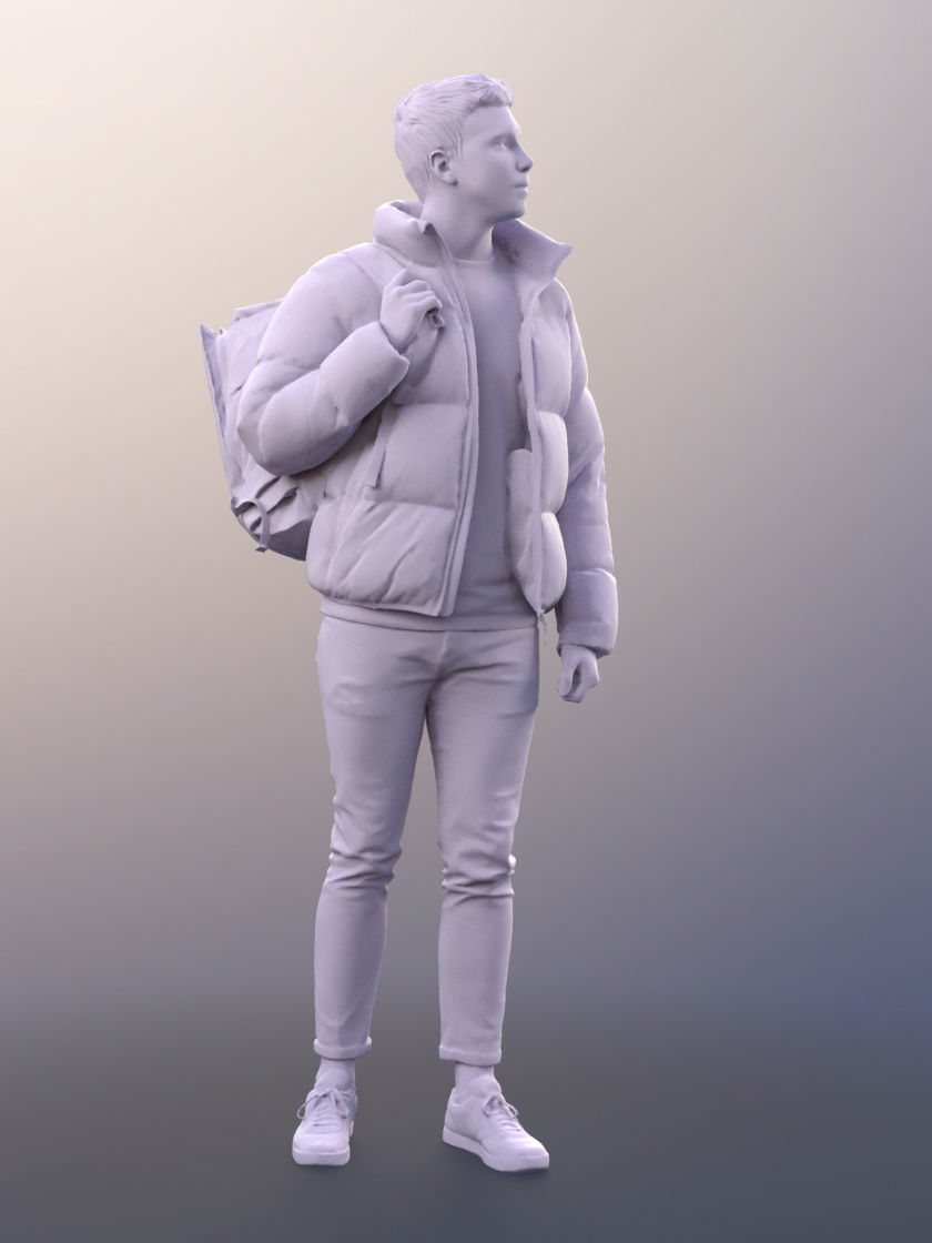 Jimmy 11418 - Man Standing Warm Winter Jacket And Bag 3D model_5