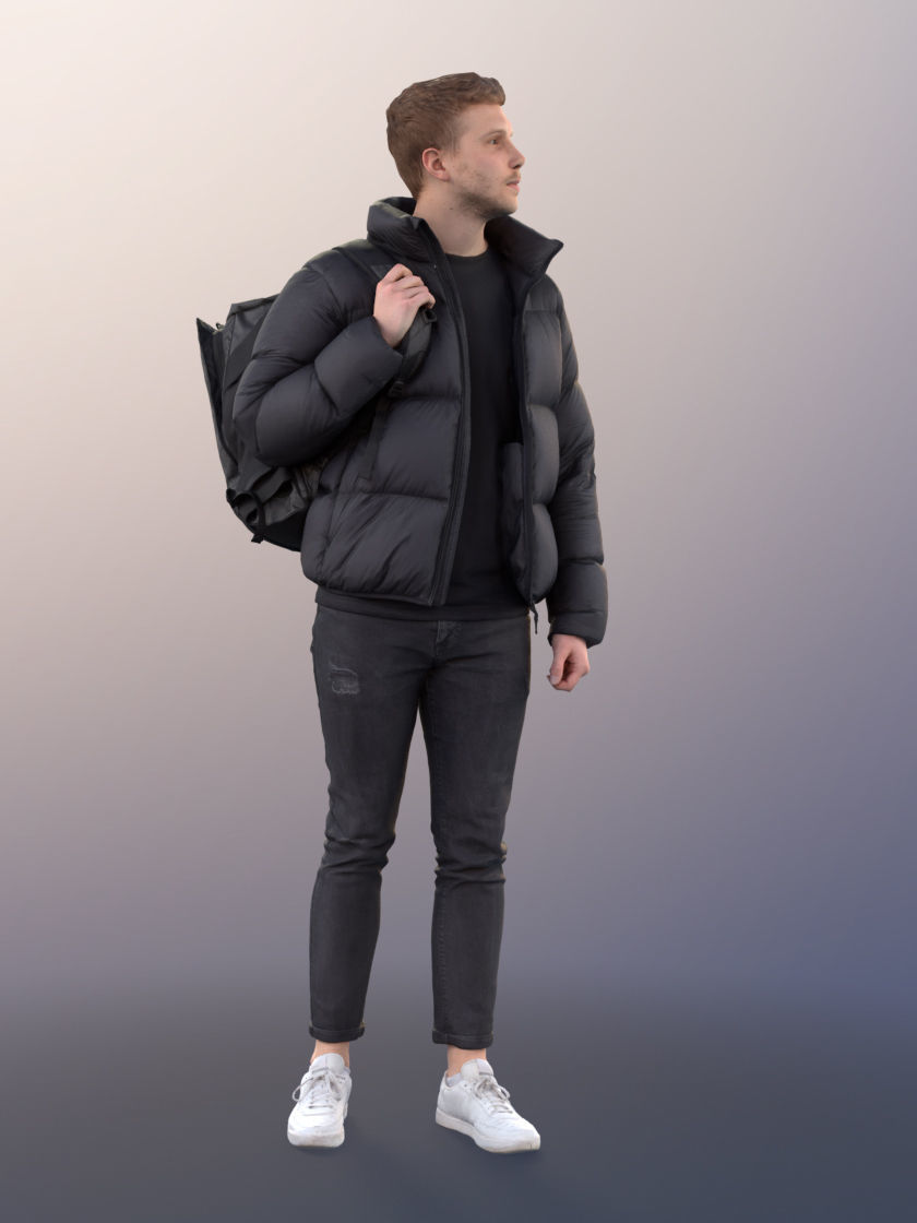Jimmy 11418 - Man Standing Warm Winter Jacket And Bag 3D model_3