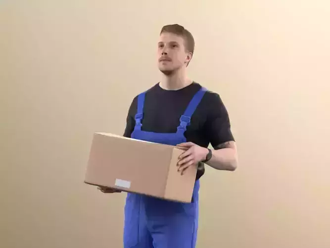 Jimmy 11420 - Worker Delivering Cardboard Box Goods 