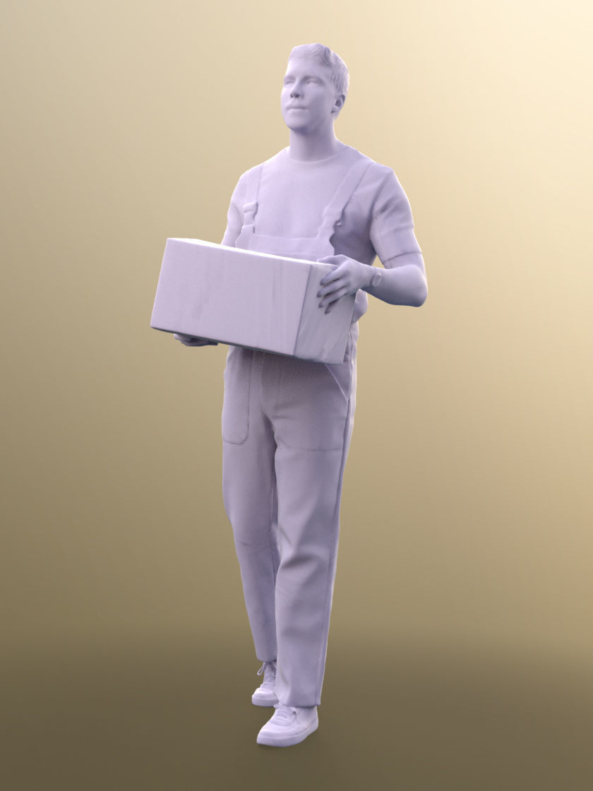 Jimmy 11420 - Worker Delivering Cardboard Box Goods 3D model_4