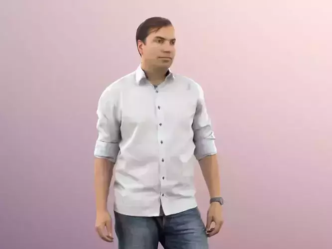 Michael 11453 - Man Standing Casual White Shirt