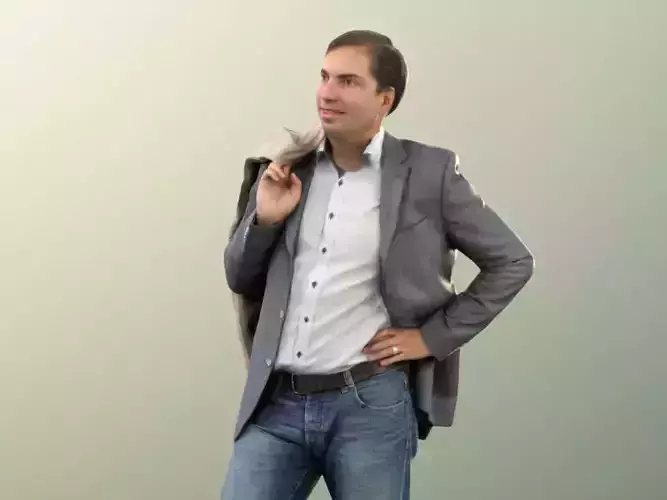 Michael 11454 - Businessman standing with jacket over shoulder