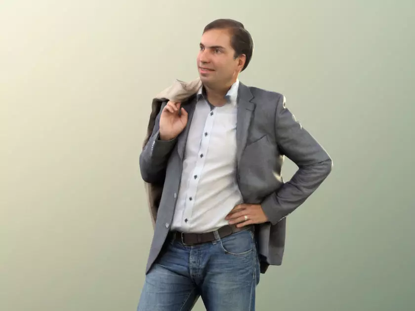 Michael 11454 - Businessman standing with jacket over shoulder 3D model_0