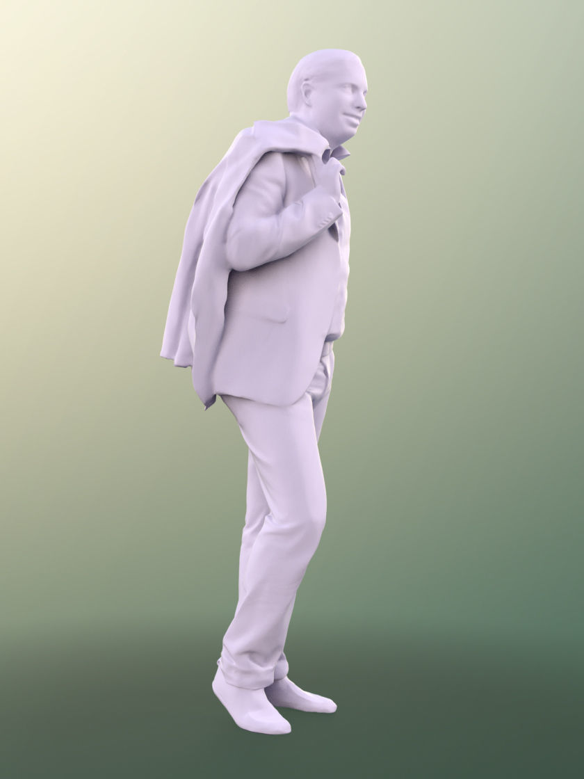 Michael 11454 - Businessman standing with jacket over shoulder 3D model_5