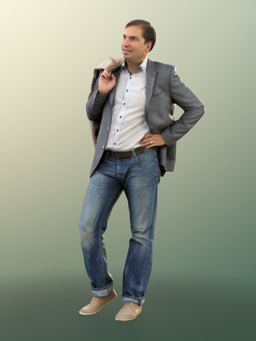 Michael 11454 - Businessman standing with jacket over shoulder 3D model_2