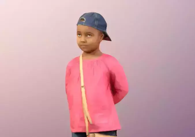 Jamila 11457 - Black Girl Kid With Bag Standing  3D model