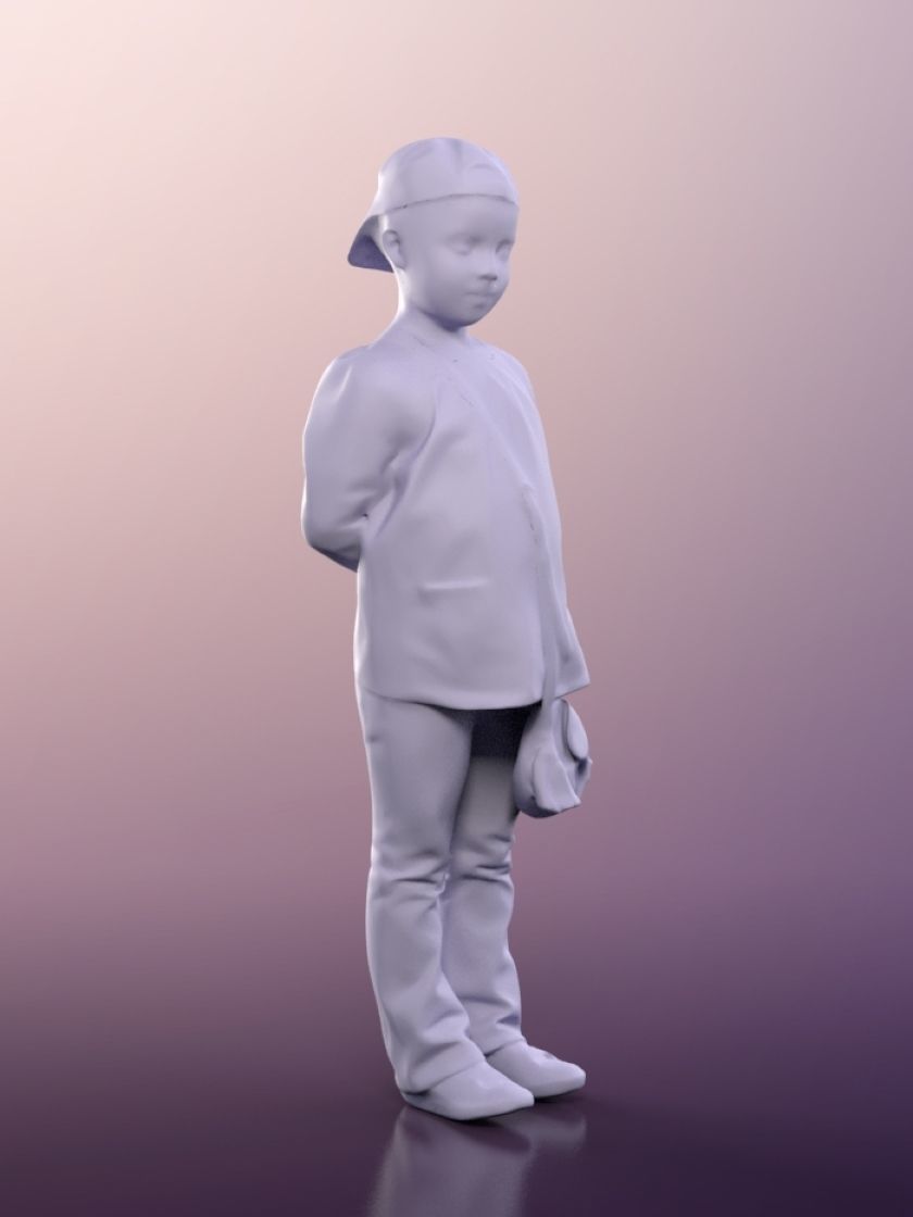 Jamila 11457 - Black Girl Kid With Bag Standing 3D model_5