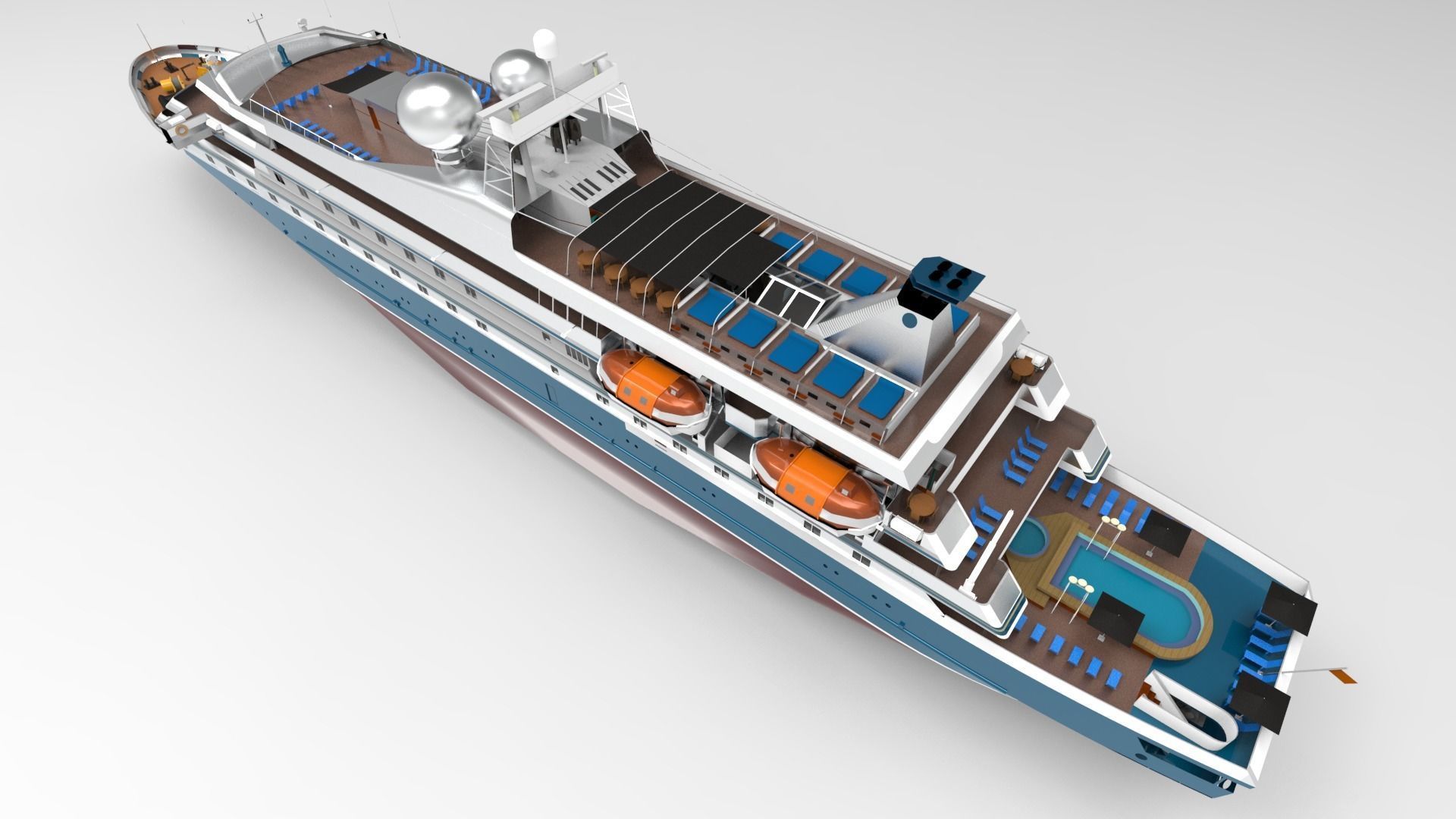 Superyacht luxury cruise ship 3D model_4