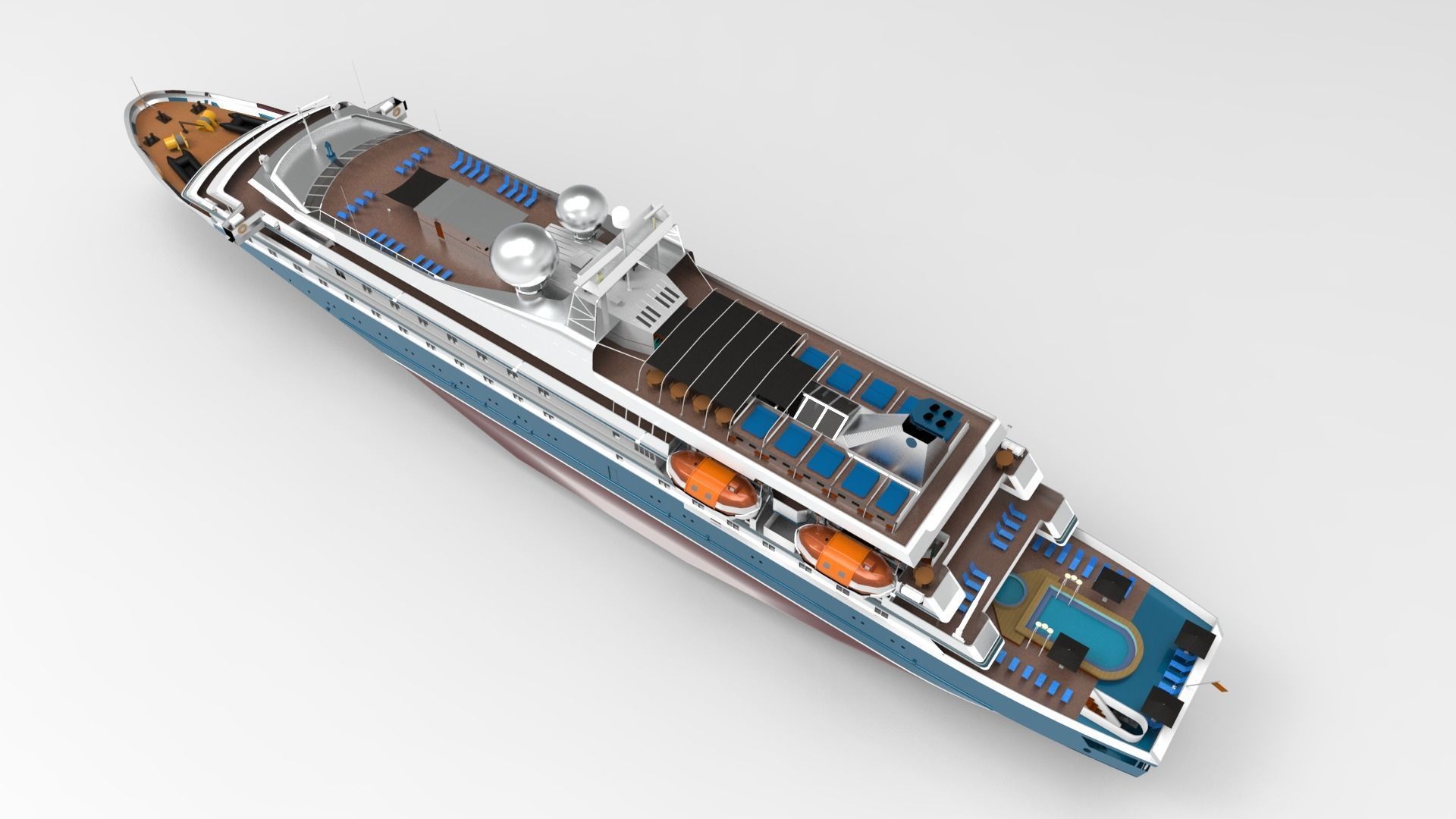 Superyacht luxury cruise ship 3D model_1