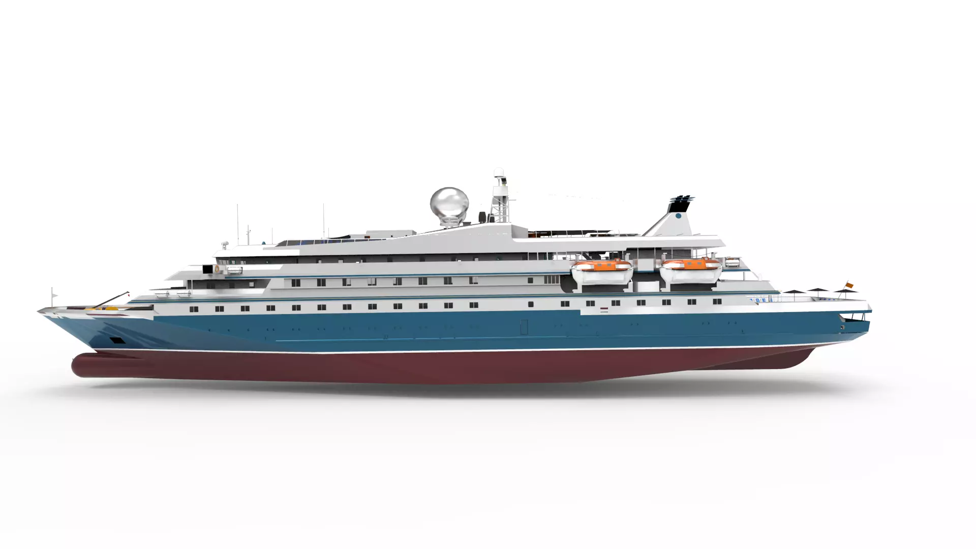 Superyacht luxury cruise ship 3D model_0