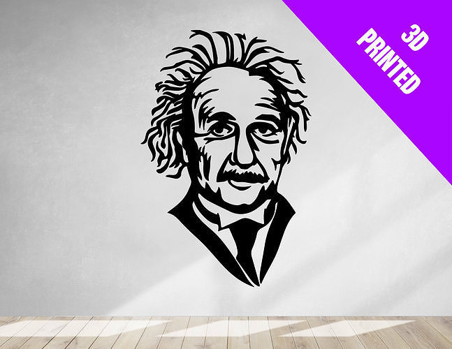 ALBERT EINSTEIN WALL SCULPTURE - 2D ART - 3D PRINT 3D print model