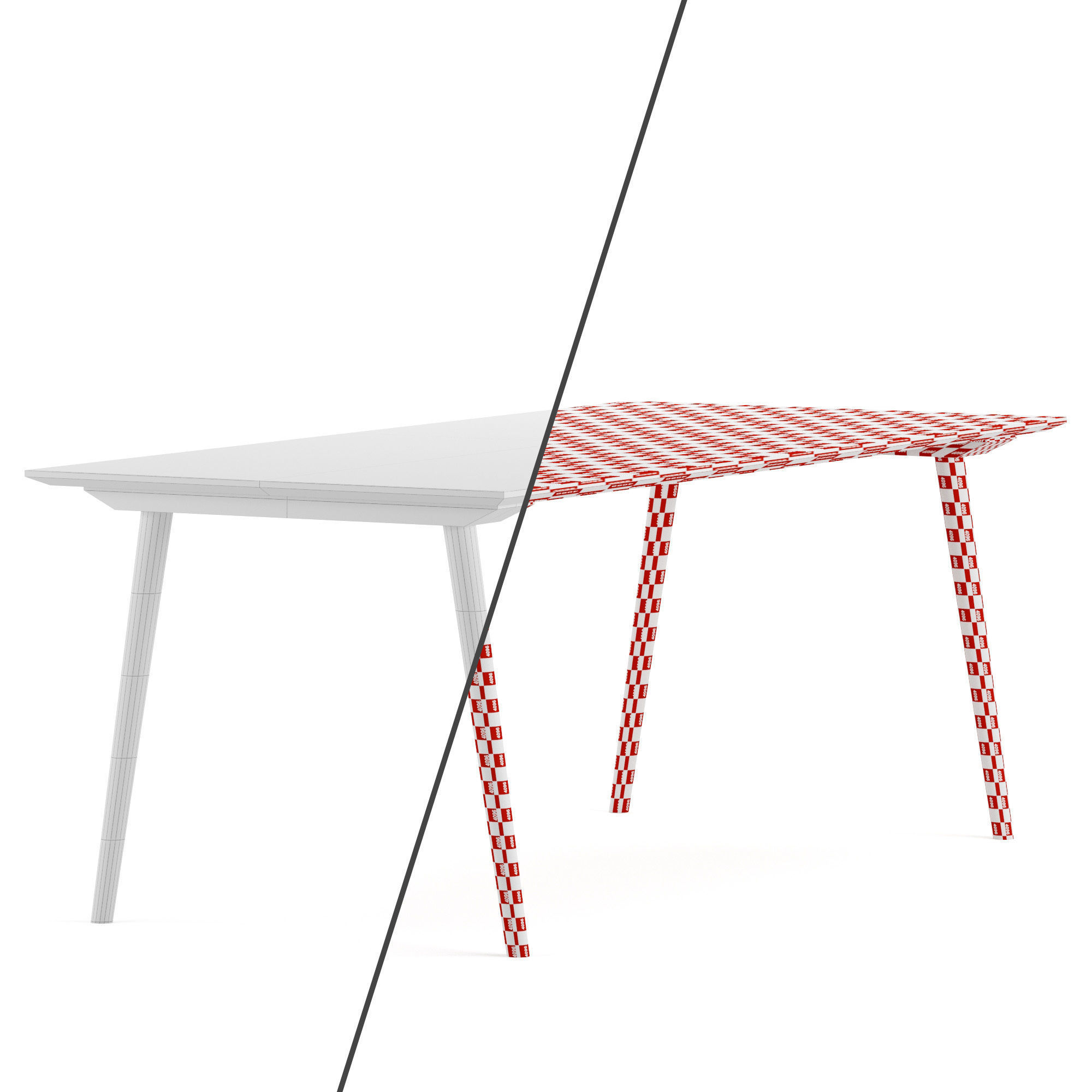 Scandinavian table Low-poly 3D model_6