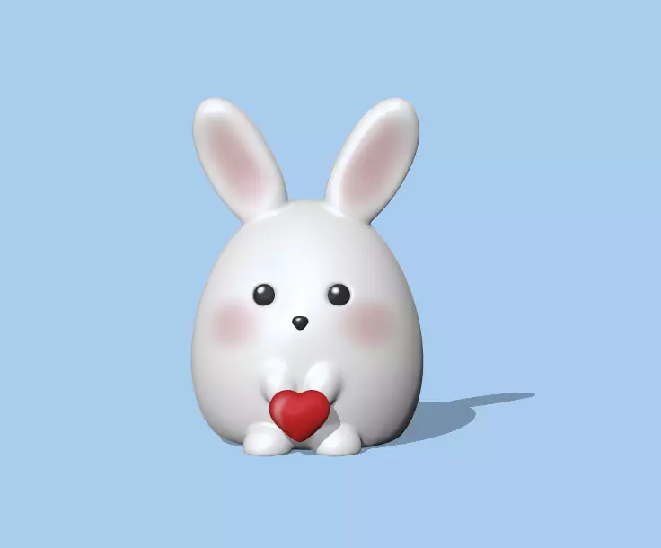 Cute Heart Bunny - Valentine Day 3D print model_0