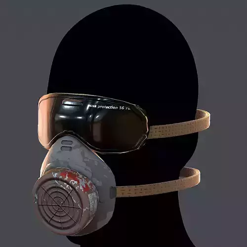Gas mask helmet 3d model scifi Low-poly 