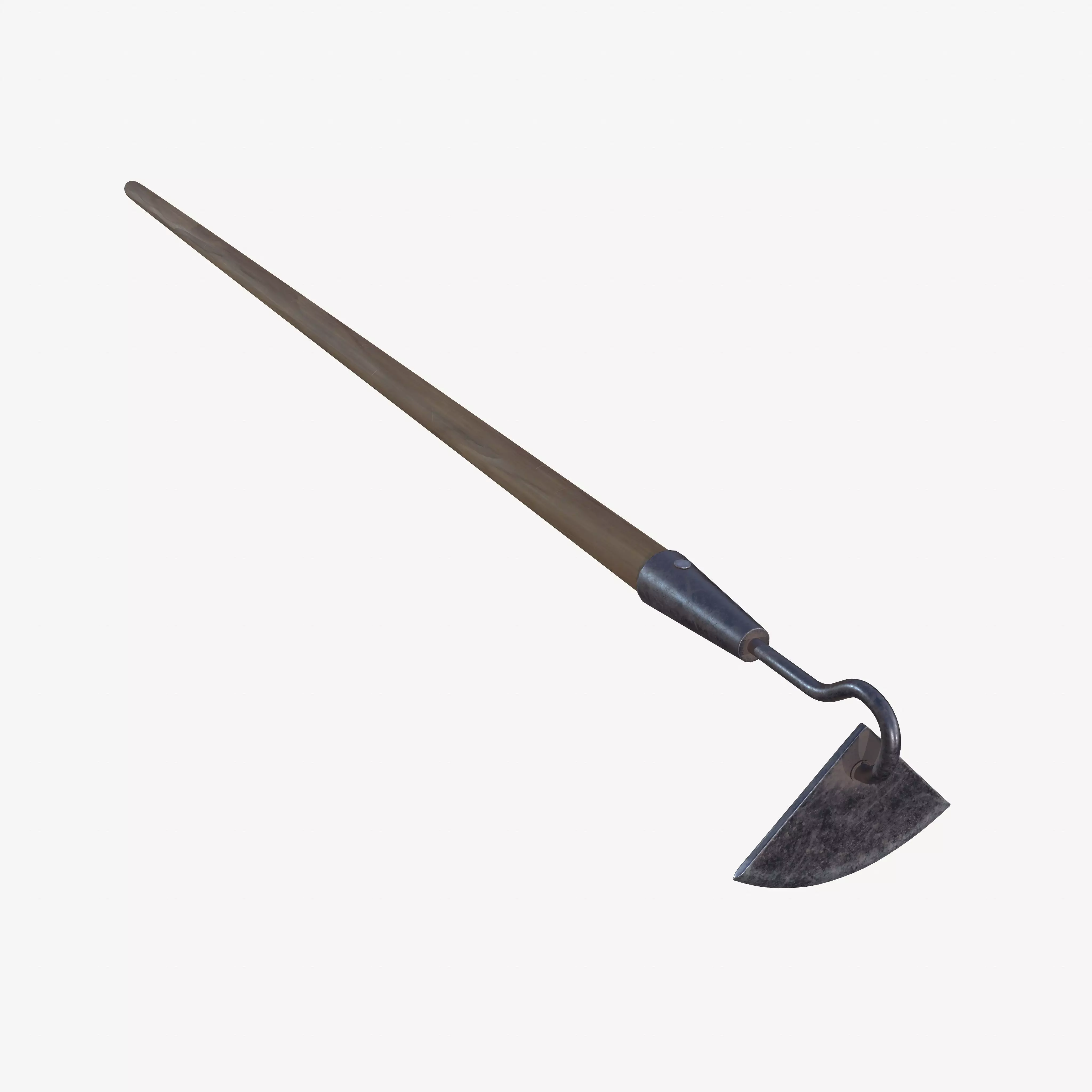 Farming hoe Low-poly 3D model_0