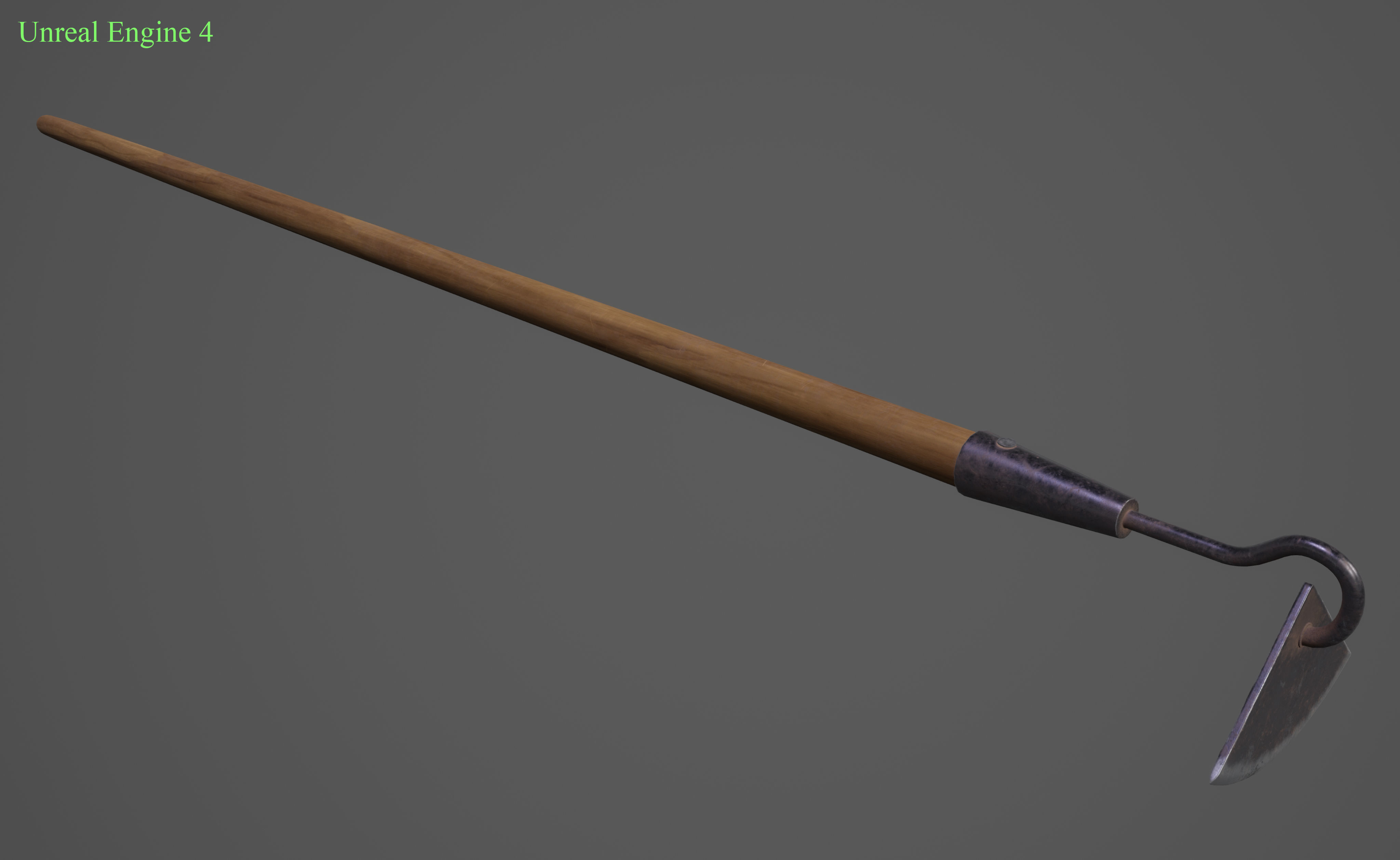 Farming hoe Low-poly 3D model_3