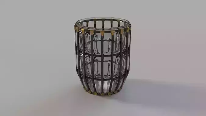 Small Glass And Iron Hurricane Vase Clear