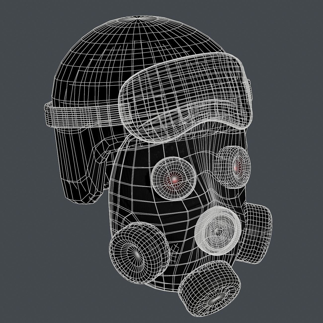 Gas mask helmet 3d model scifi Low-poly Low-poly 3D model Low-poly 3D model_10