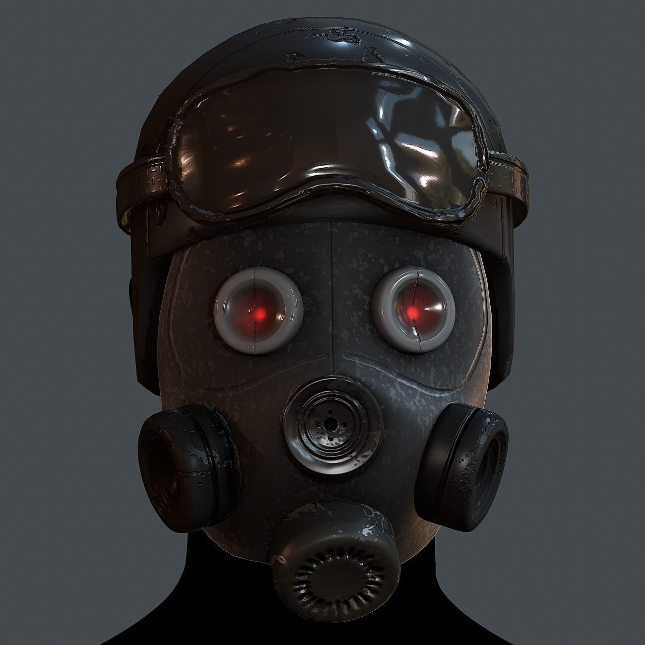 Gas mask helmet 3d model scifi Low-poly Low-poly 3D model Low-poly 3D model_2