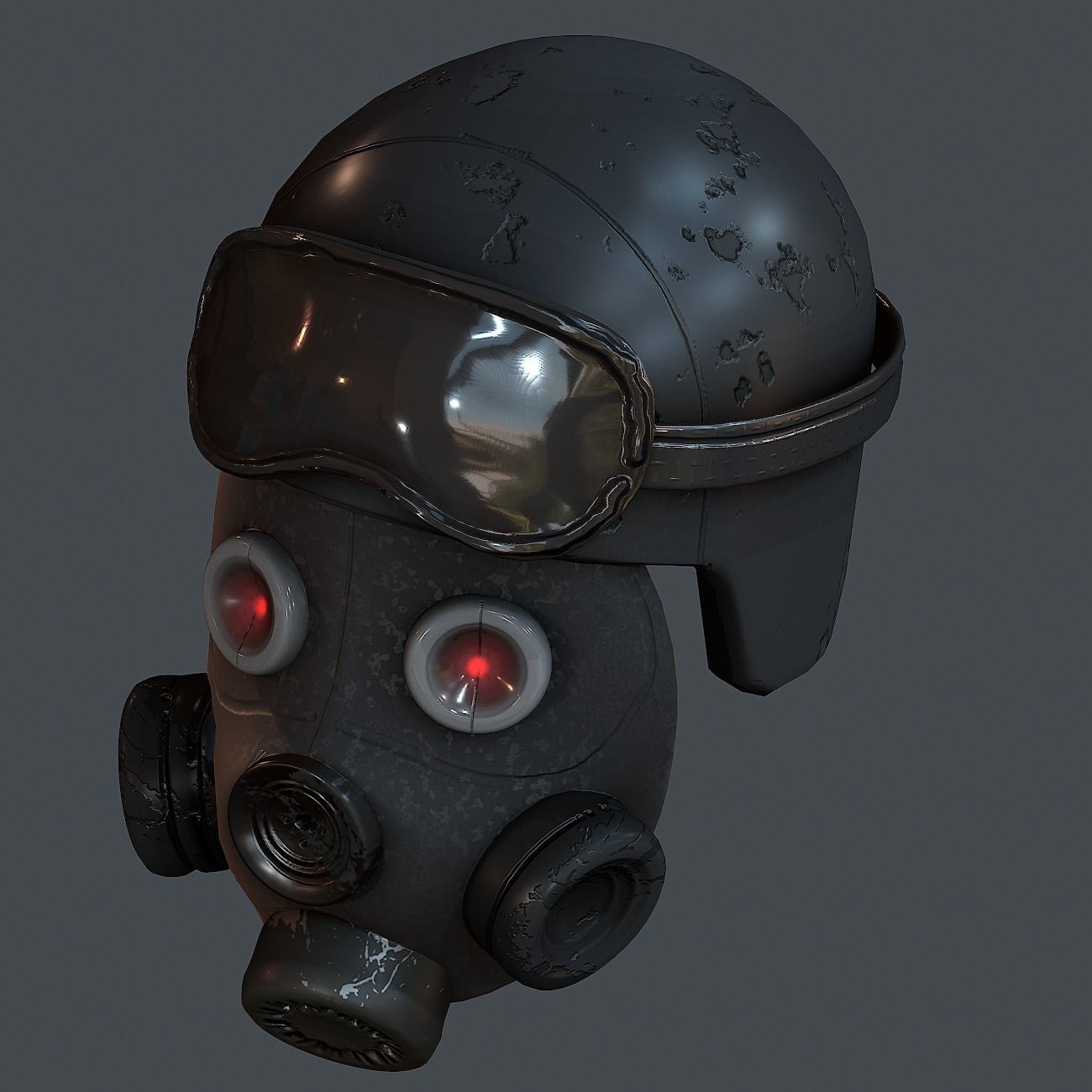 Gas mask helmet 3d model scifi Low-poly Low-poly 3D model Low-poly 3D model_8