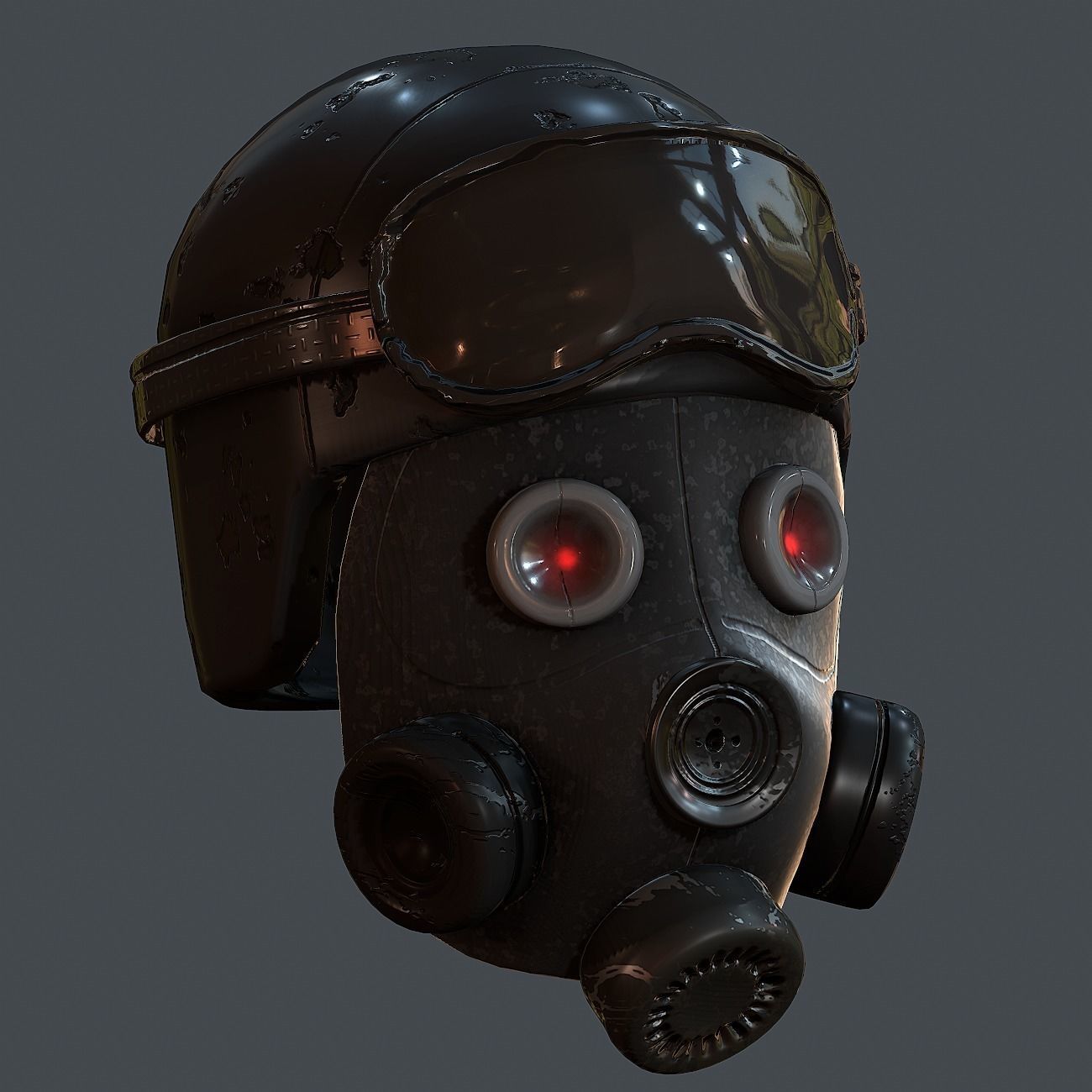 Gas mask helmet 3d model scifi Low-poly Low-poly 3D model Low-poly 3D model_3