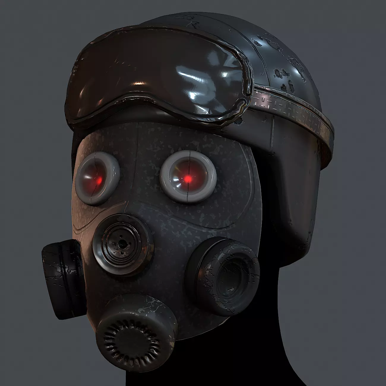 Gas mask helmet 3d model scifi Low-poly Low-poly 3D model Low-poly 3D model_0