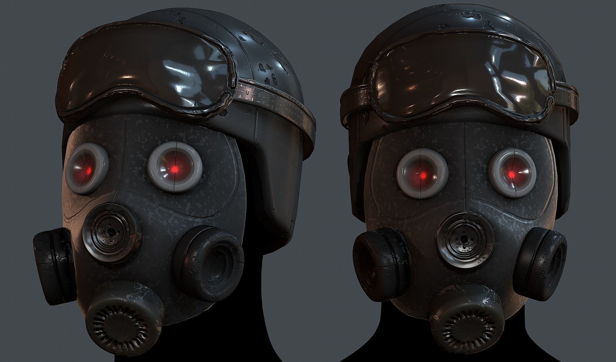 Gas mask helmet 3d model scifi Low-poly Low-poly 3D model Low-poly 3D model_1