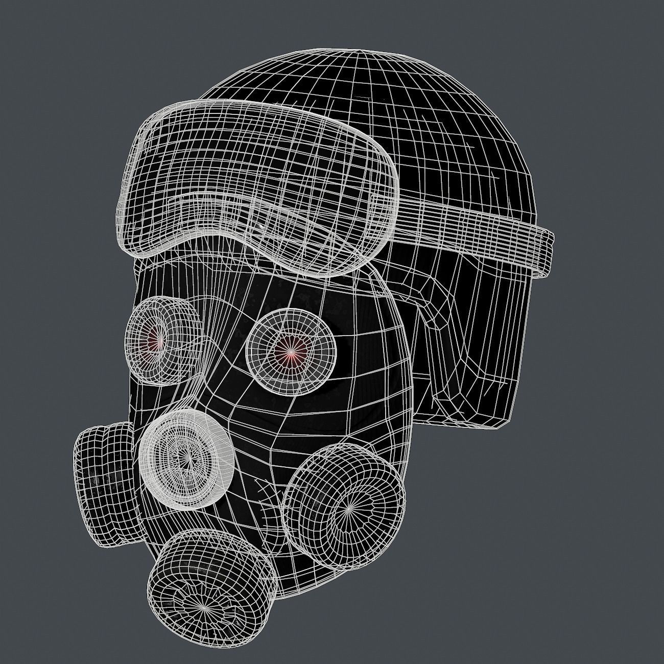 Gas mask helmet 3d model scifi Low-poly Low-poly 3D model Low-poly 3D model_9