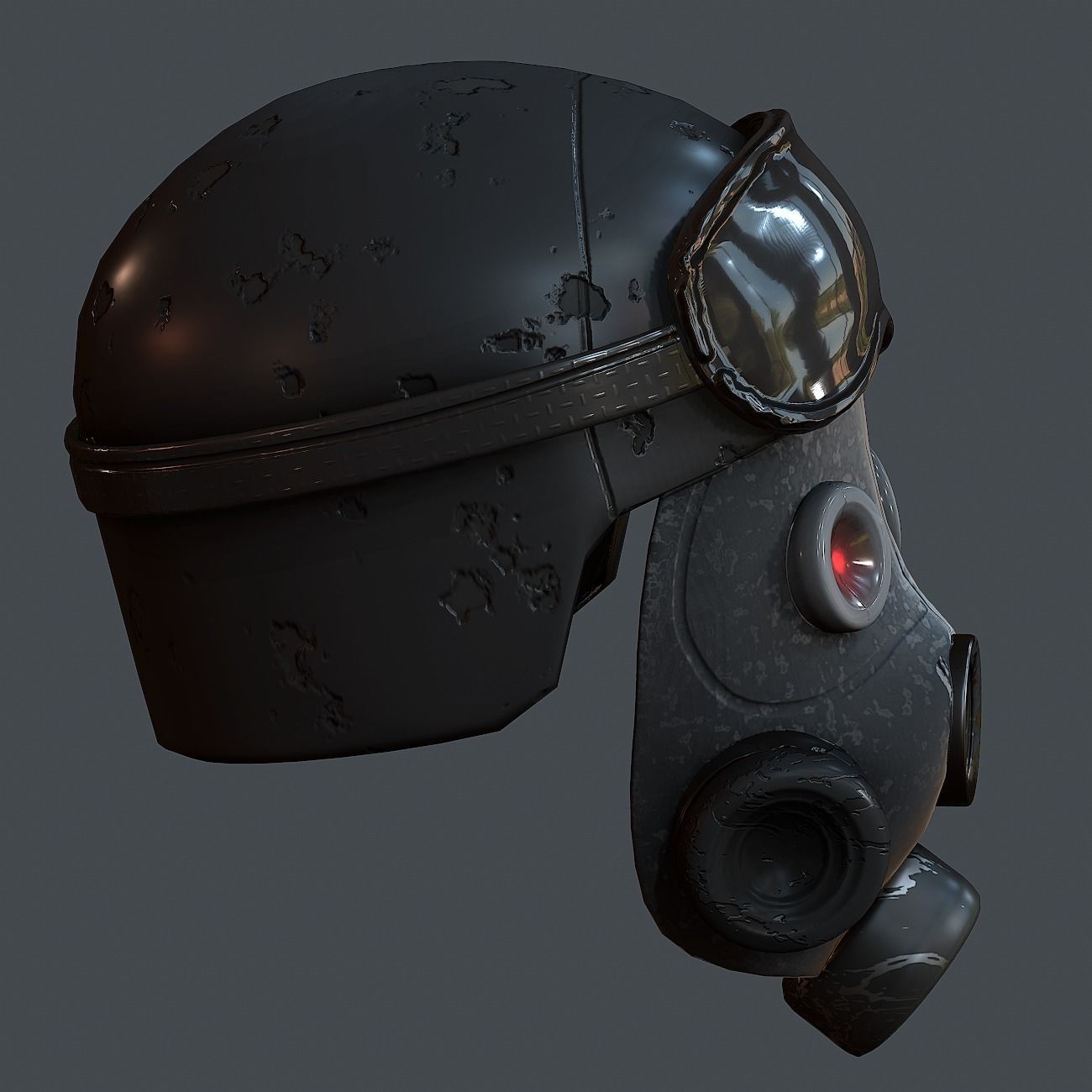 Gas mask helmet 3d model scifi Low-poly Low-poly 3D model Low-poly 3D model_4