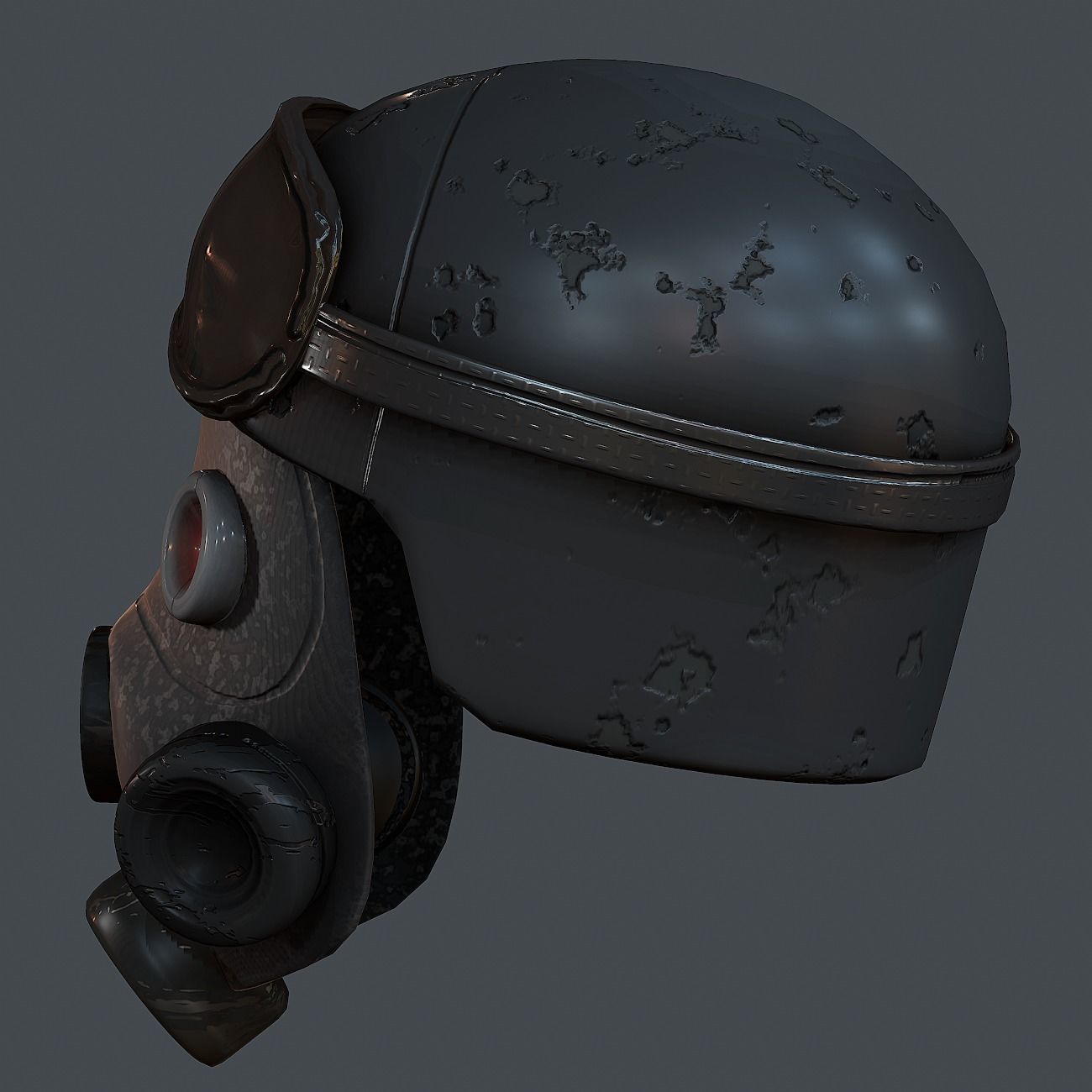 Gas mask helmet 3d model scifi Low-poly Low-poly 3D model Low-poly 3D model_7