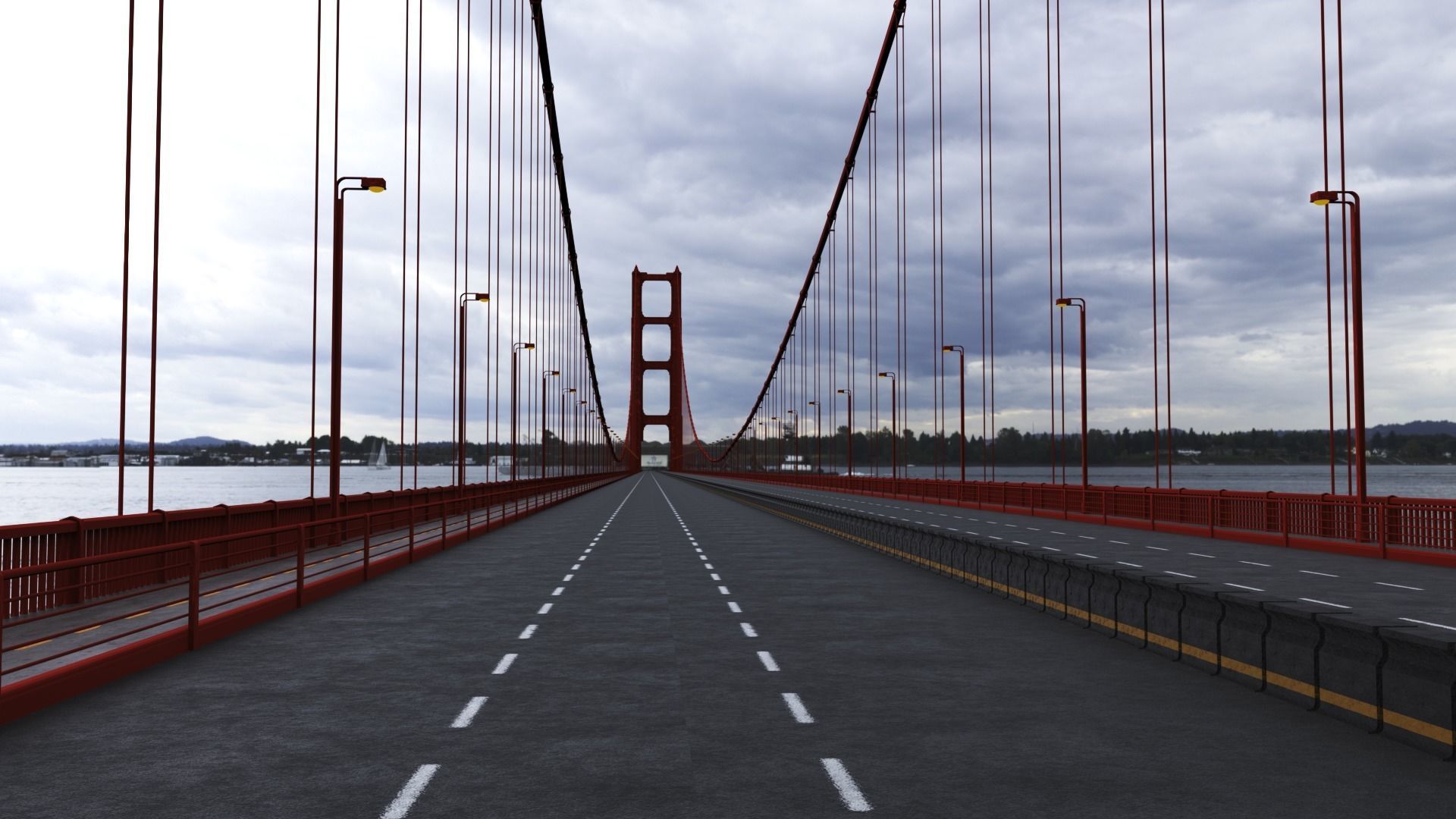 Suspension Bridge 3D model_2