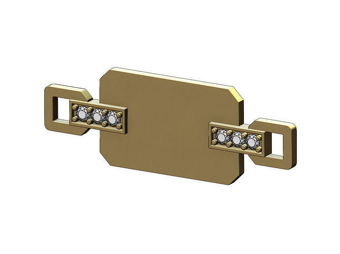 Rectangular engravable diamond tag pendant and charms 3D print model