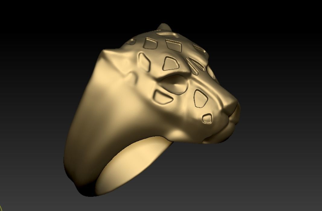 Panther ring  pear cut emeralds 3D print model_2