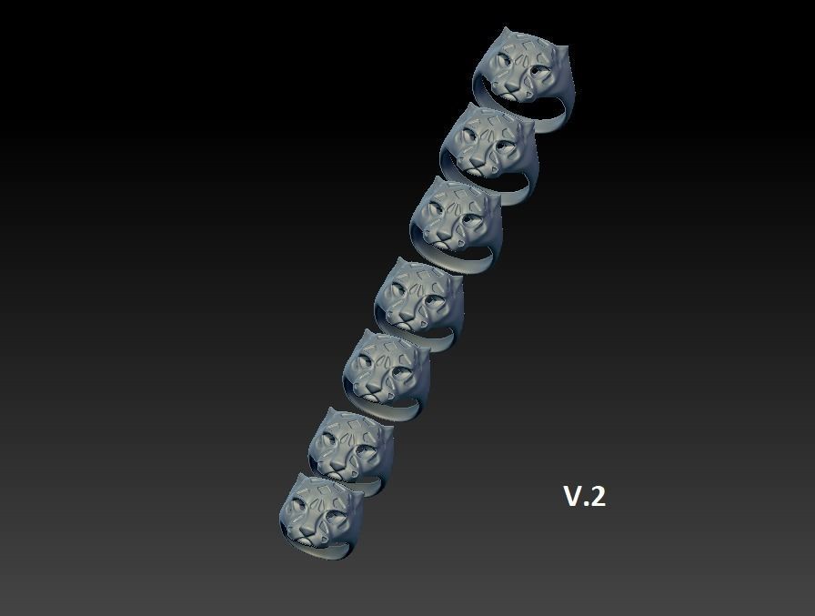 Panther ring  pear cut emeralds 3D print model_16