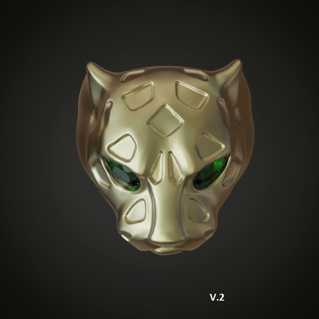 Panther ring  pear cut emeralds 3D print model_13