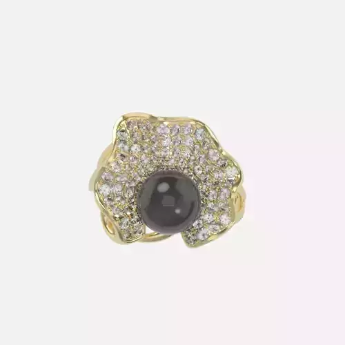 ring with pearl  flower shell