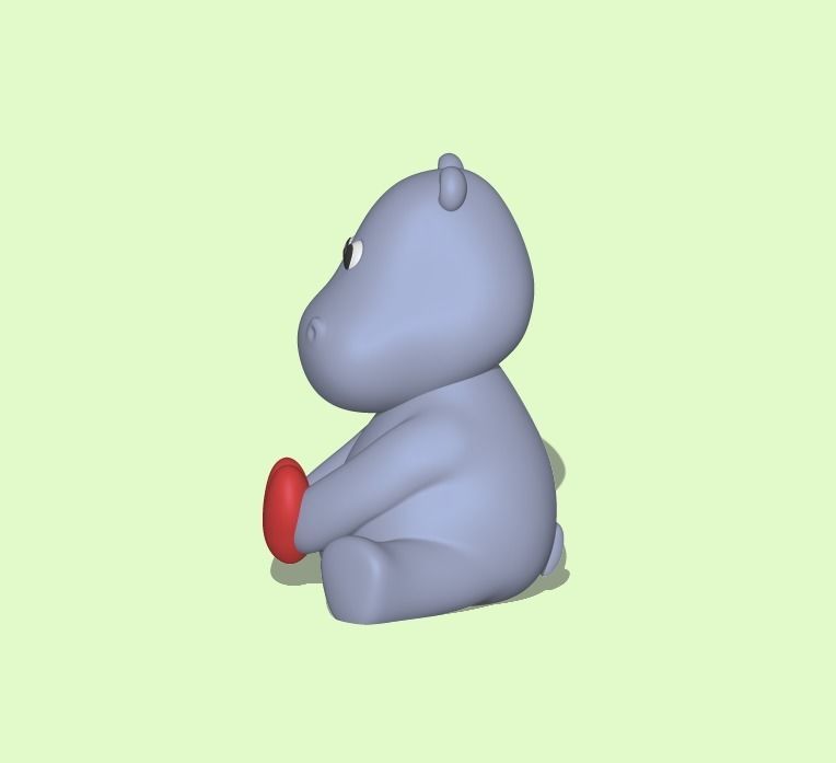Cute Hippo Heart - Valentine Day 3D print model_1