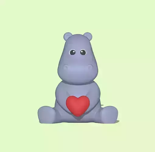 Cute Hippo Heart - Valentine Day
